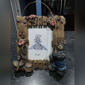 Rustic Bear Fishing Picture Frame